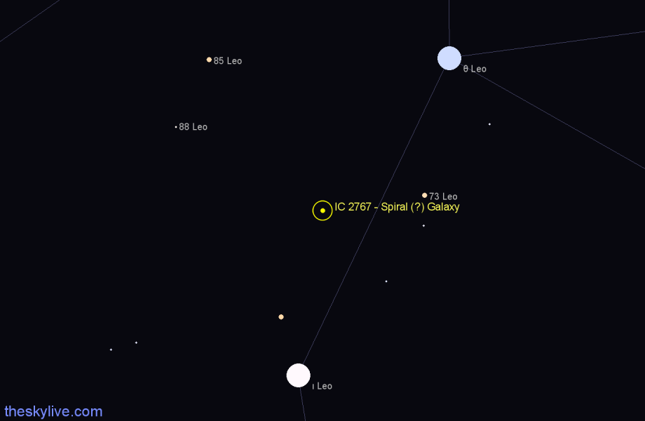 Finder chart IC 2767 - Spiral (?) Galaxy in Leo star