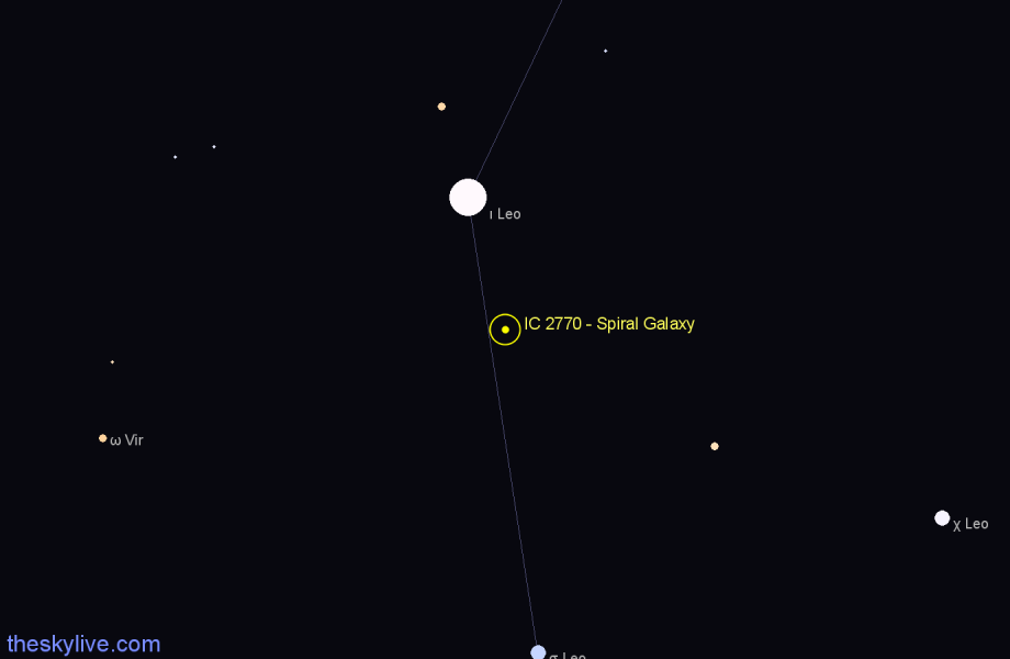 Finder chart IC 2770 - Spiral Galaxy in Leo star