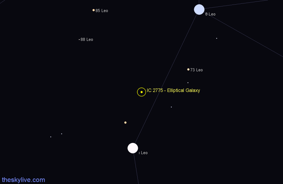 Finder chart IC 2775 - Elliptical Galaxy in Leo star