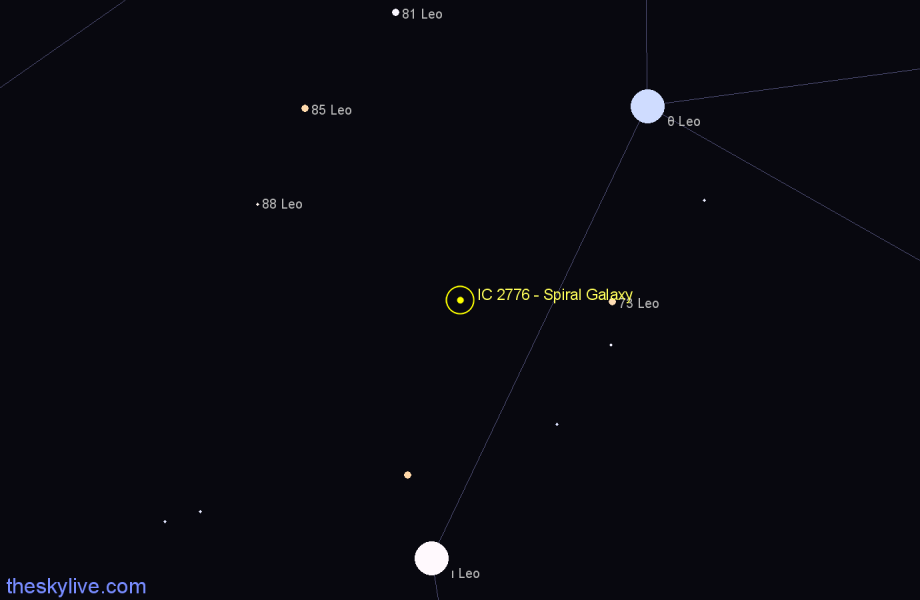 Finder chart IC 2776 - Spiral Galaxy in Leo star