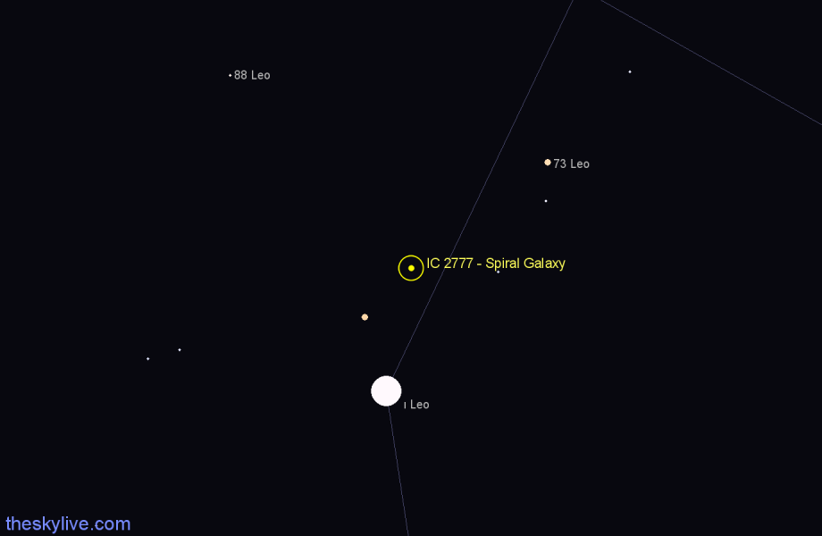 Finder chart IC 2777 - Spiral Galaxy in Leo star