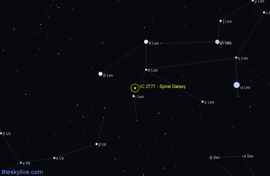 Finder chart IC 2777 - Spiral Galaxy in Leo star