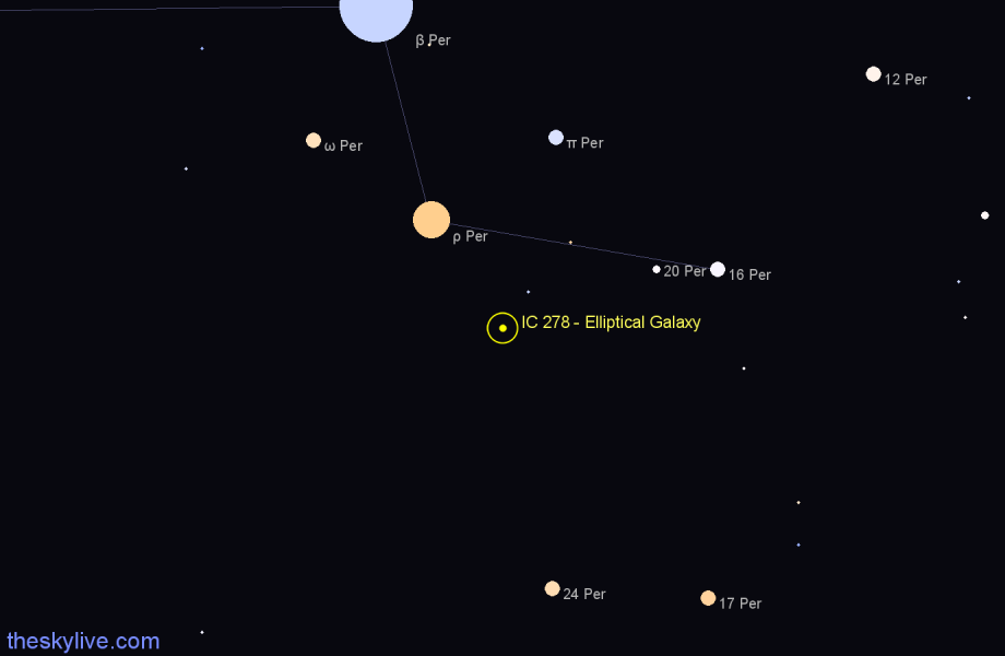 Finder chart IC 278 - Elliptical Galaxy in Perseus star