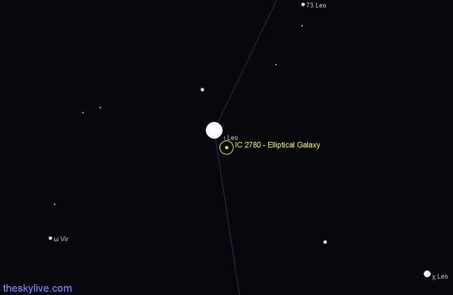 Finder chart IC 2780 - Elliptical Galaxy in Leo star