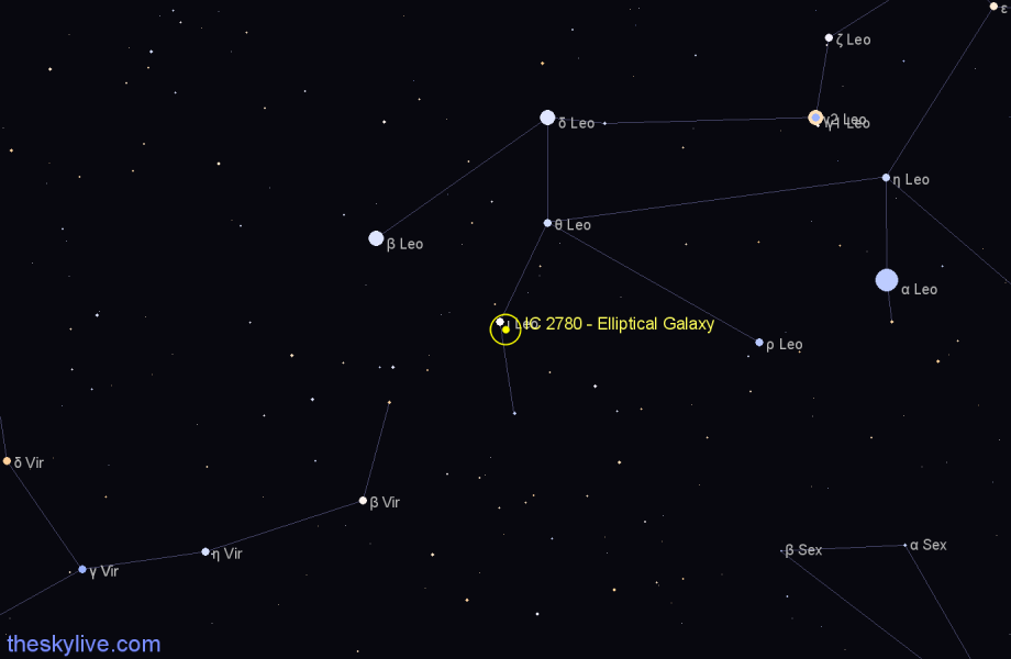 Finder chart IC 2780 - Elliptical Galaxy in Leo star