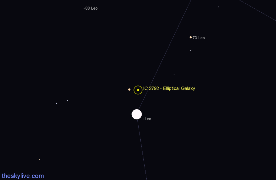 Finder chart IC 2792 - Elliptical Galaxy in Leo star