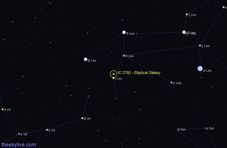 Finder chart IC 2792 - Elliptical Galaxy in Leo star