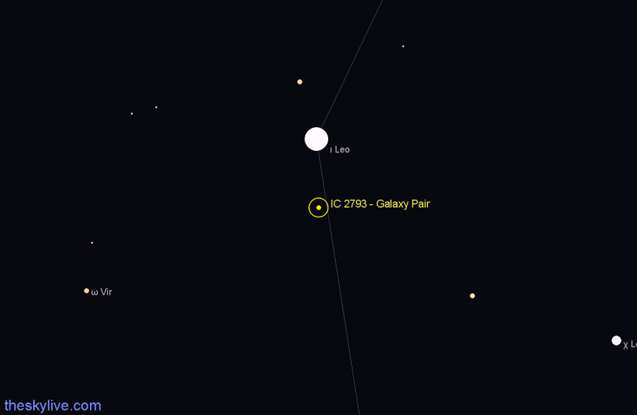 Finder chart IC 2793 - Galaxy Pair in Leo star