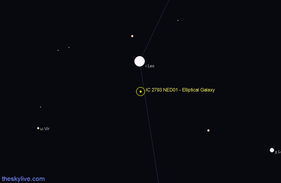 Finder chart IC 2793 NED01 - Elliptical Galaxy in Leo star