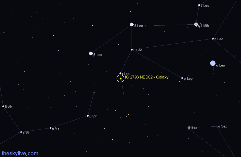 Finder chart IC 2793 NED02 - Galaxy in Leo star