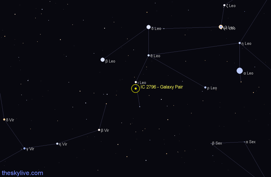 Finder chart IC 2796 - Galaxy Pair in Leo star