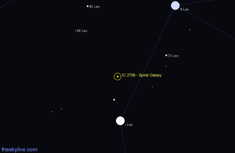 Finder chart IC 2798 - Spiral Galaxy in Leo star