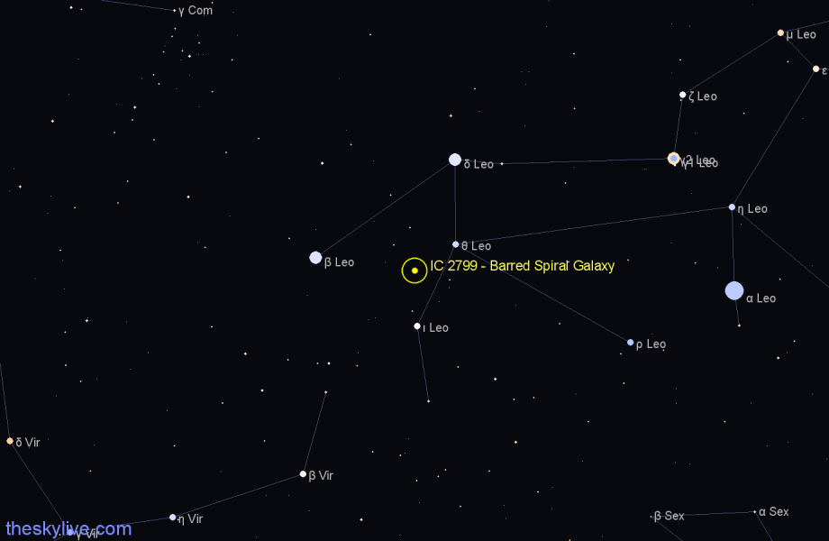 Finder chart IC 2799 - Barred Spiral Galaxy in Leo star