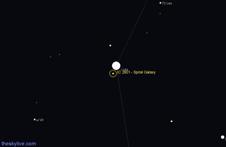 Finder chart IC 2801 - Spiral Galaxy in Leo star