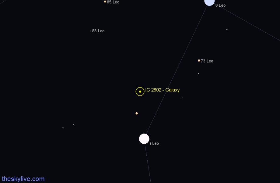 Finder chart IC 2802 - Galaxy in Leo star