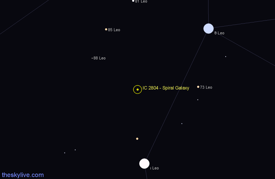 Finder chart IC 2804 - Spiral Galaxy in Leo star