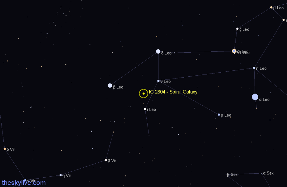 Finder chart IC 2804 - Spiral Galaxy in Leo star