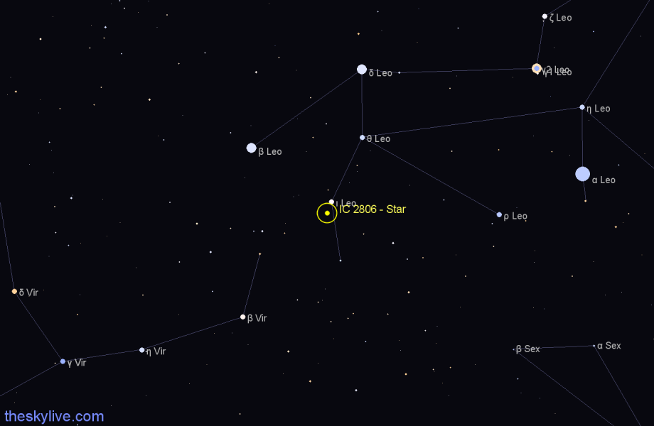Finder chart IC 2806 - Star in Leo star