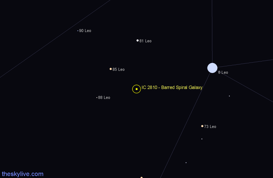 Finder chart IC 2810 - Barred Spiral Galaxy in Leo star