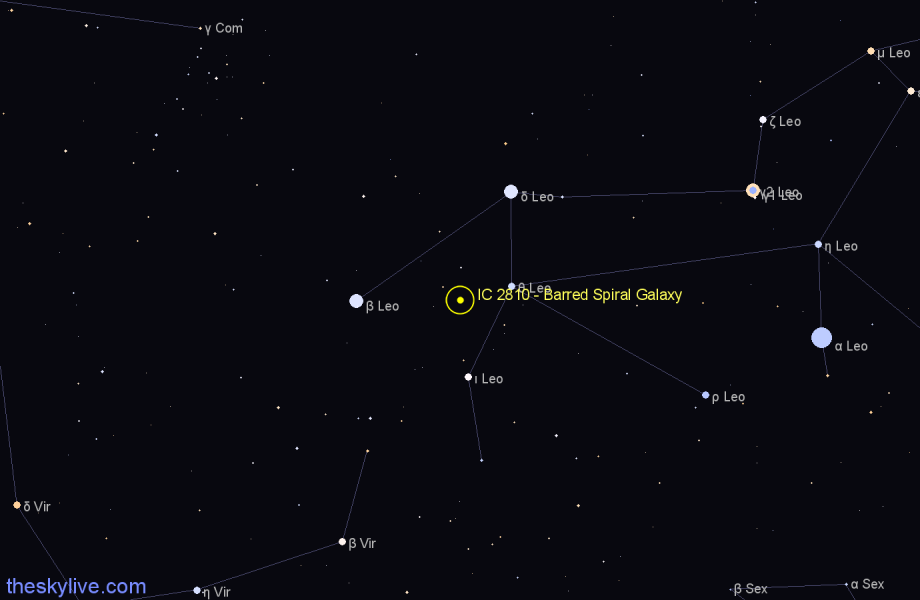 Finder chart IC 2810 - Barred Spiral Galaxy in Leo star