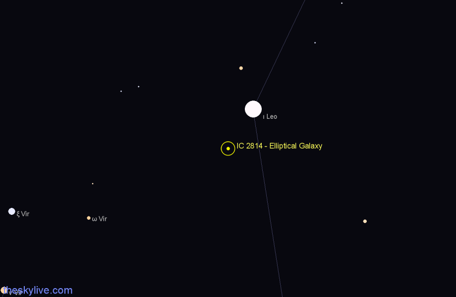Finder chart IC 2814 - Elliptical Galaxy in Leo star