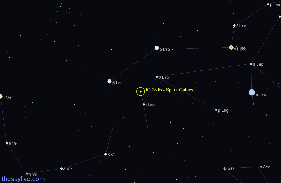 Finder chart IC 2815 - Spiral Galaxy in Leo star