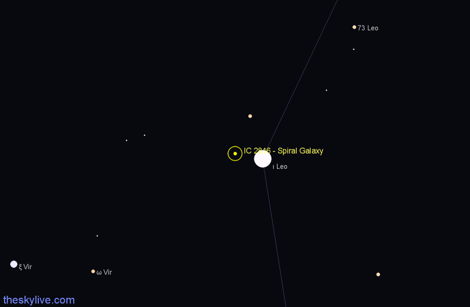 Finder chart IC 2816 - Spiral Galaxy in Leo star