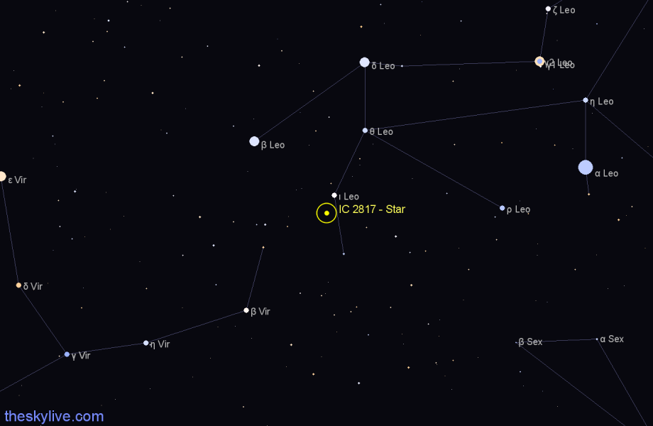 Finder chart IC 2817 - Star in Leo star