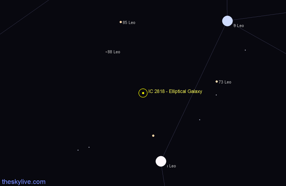 Finder chart IC 2818 - Elliptical Galaxy in Leo star