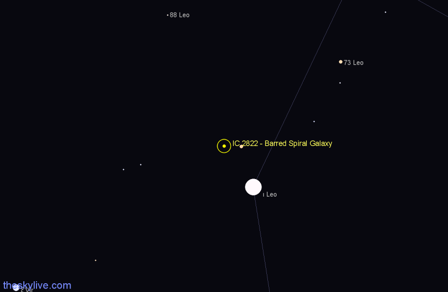 Finder chart IC 2822 - Barred Spiral Galaxy in Leo star