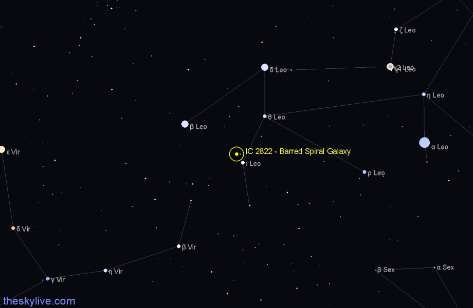 Finder chart IC 2822 - Barred Spiral Galaxy in Leo star