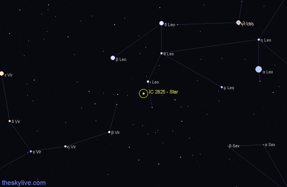 Finder chart IC 2825 - Star in Leo star