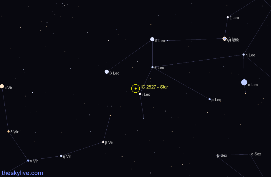 Finder chart IC 2827 - Star in Leo star