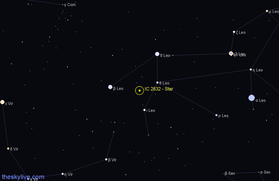 Finder chart IC 2832 - Star in Leo star