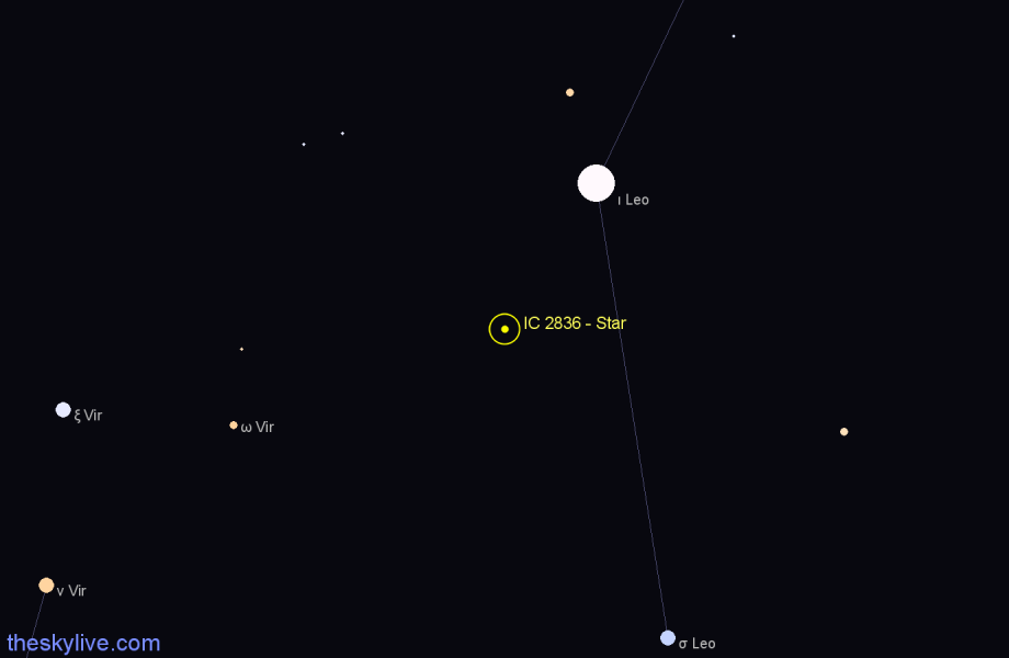 Finder chart IC 2836 - Star in Leo star