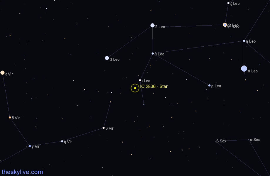 Finder chart IC 2836 - Star in Leo star