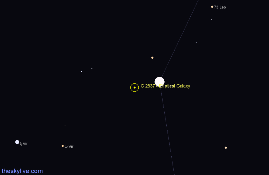 Finder chart IC 2837 - Elliptical Galaxy in Leo star