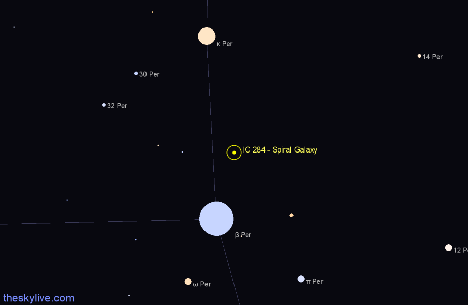 Finder chart IC 284 - Spiral Galaxy in Perseus star