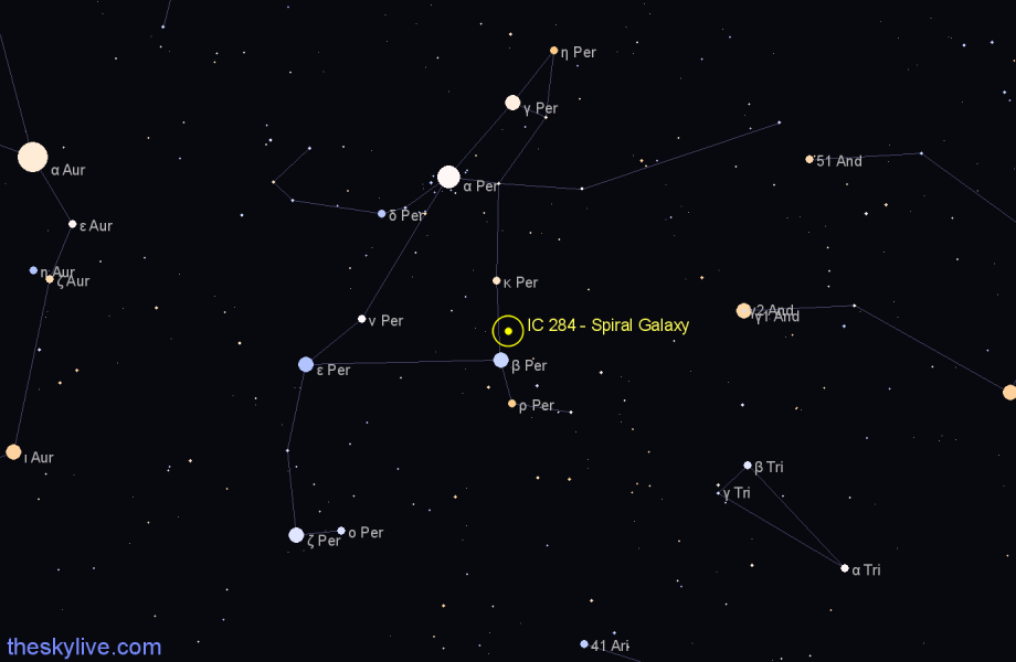 Finder chart IC 284 - Spiral Galaxy in Perseus star