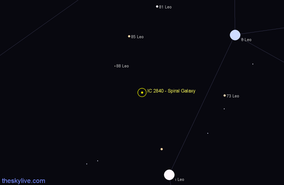 Finder chart IC 2840 - Spiral Galaxy in Leo star