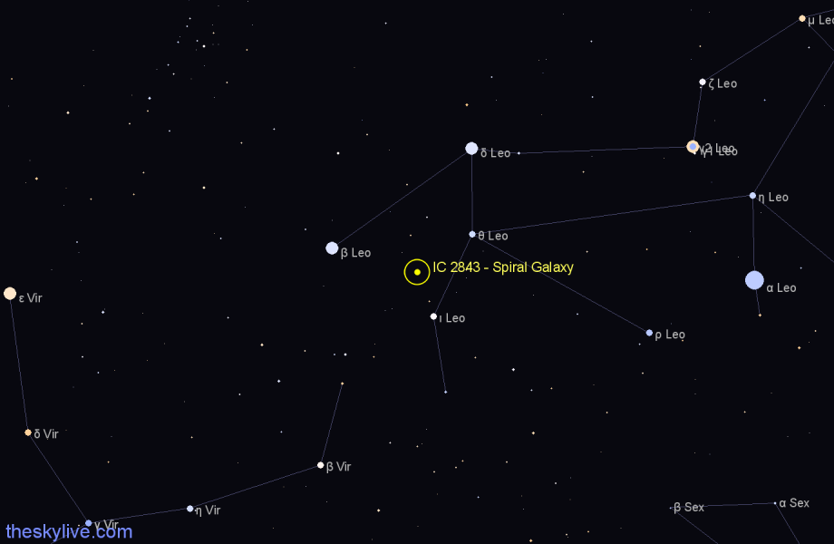 Finder chart IC 2843 - Spiral Galaxy in Leo star