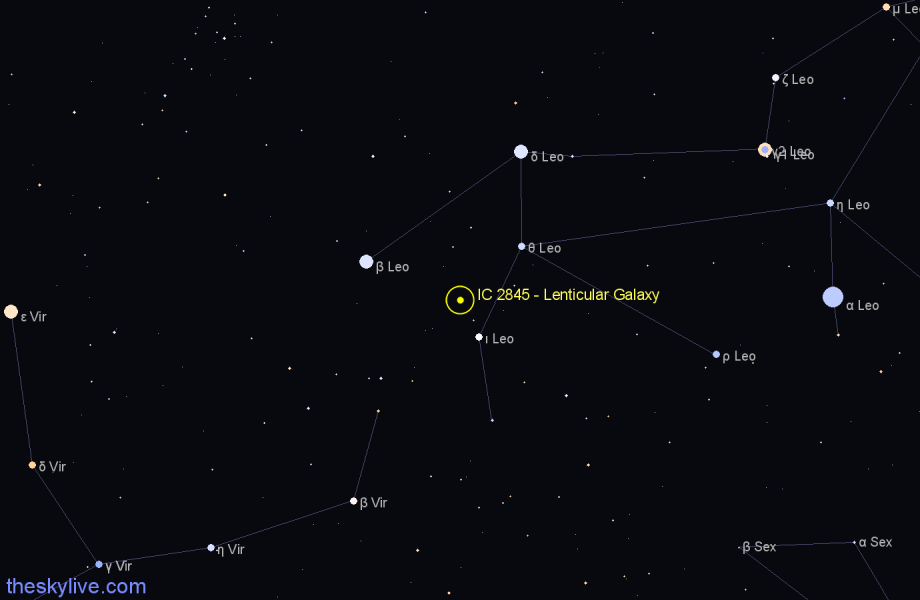 Finder chart IC 2845 - Lenticular Galaxy in Leo star