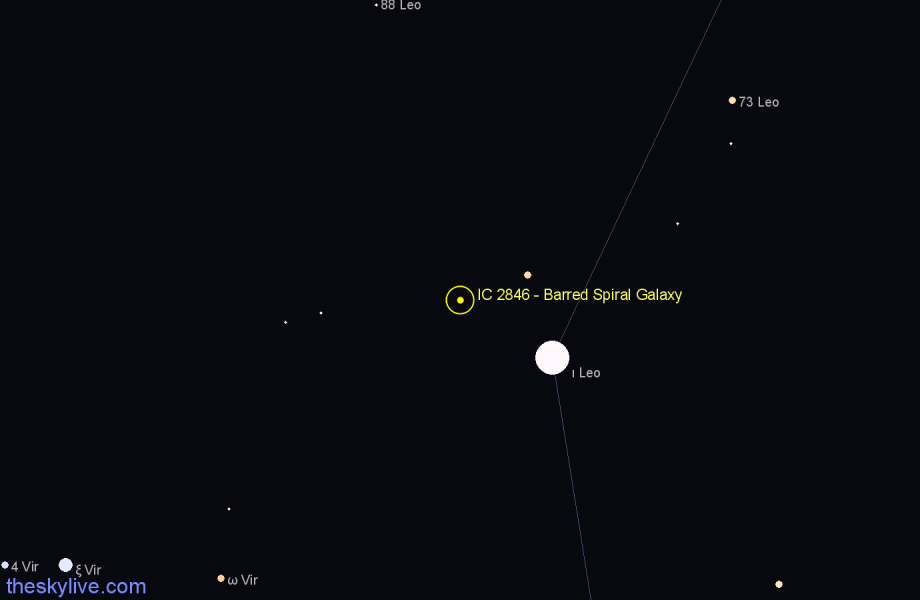 Finder chart IC 2846 - Barred Spiral Galaxy in Leo star