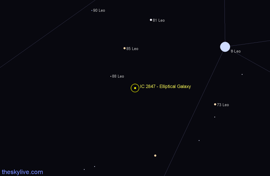 Finder chart IC 2847 - Elliptical Galaxy in Leo star