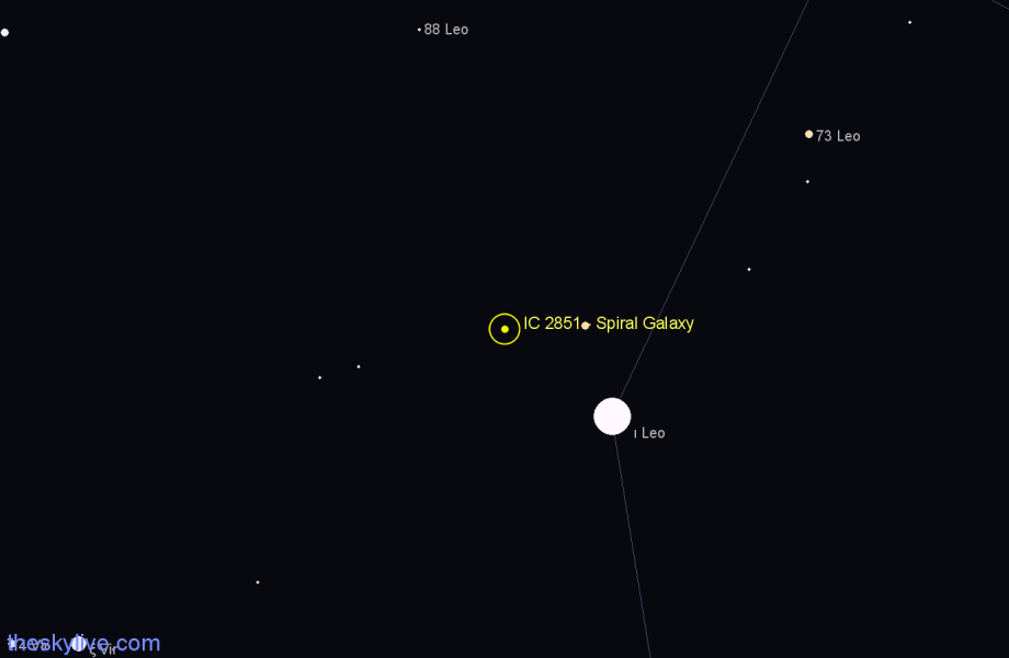 Finder chart IC 2851 - Spiral Galaxy in Leo star