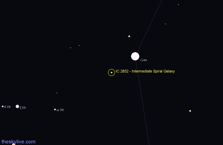 Finder chart IC 2852 - Intermediate Spiral Galaxy in Leo star