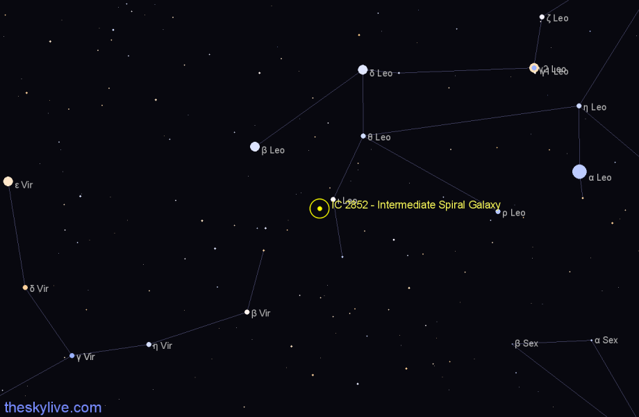 Finder chart IC 2852 - Intermediate Spiral Galaxy in Leo star