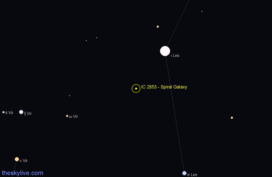 Finder chart IC 2853 - Spiral Galaxy in Leo star