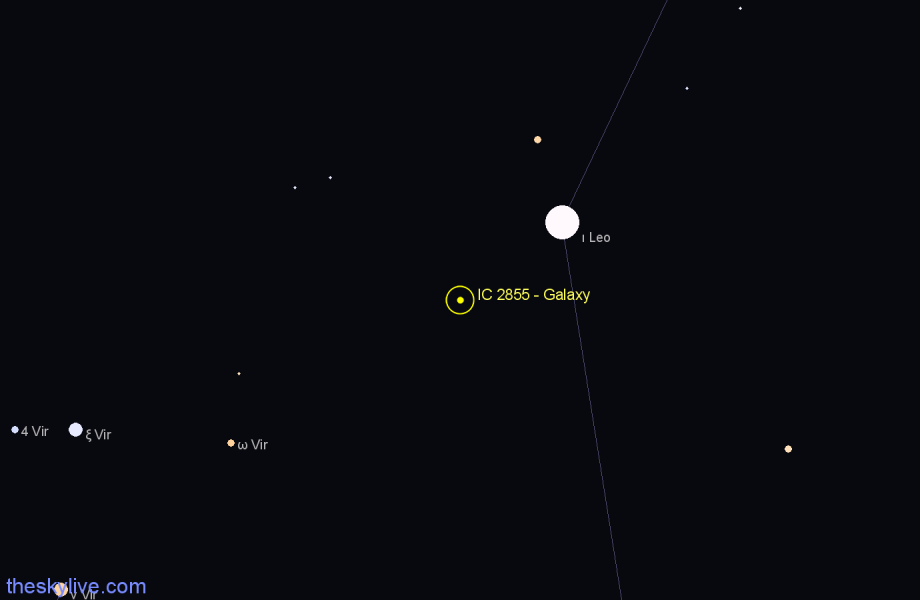 Finder chart IC 2855 - Galaxy in Leo star