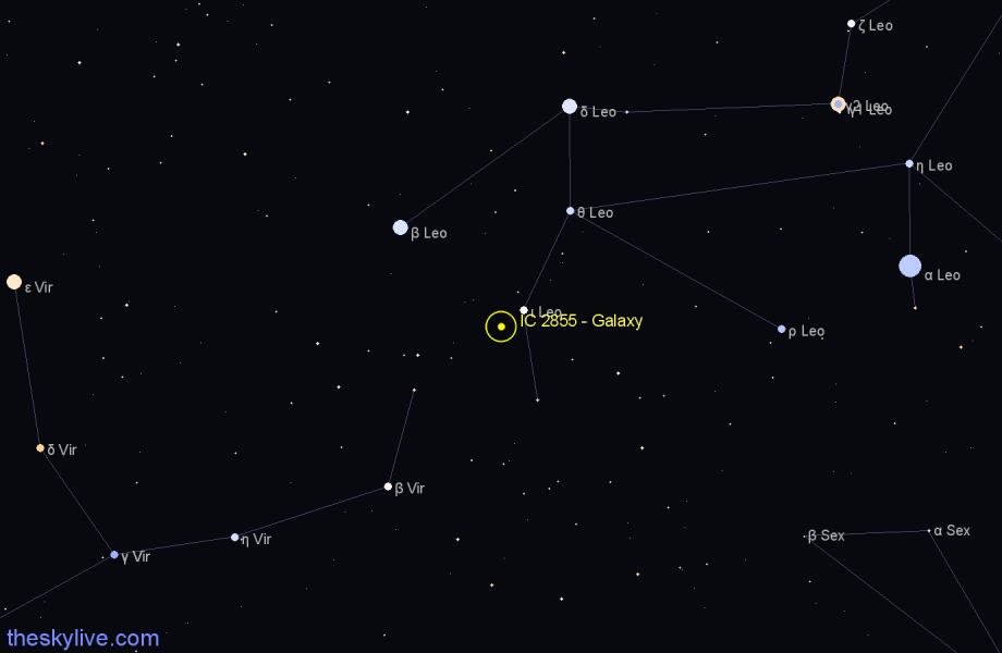 Finder chart IC 2855 - Galaxy in Leo star